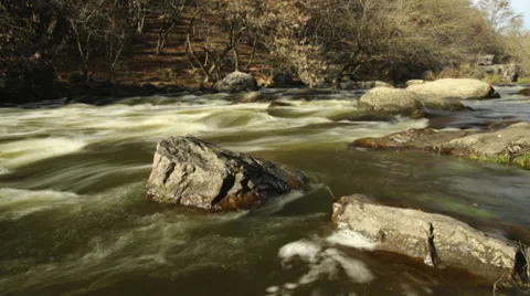 Fast stream of mountain river time lapse Stock Footage 37269076