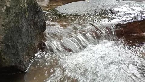Fast Stream Water Flowing Between Rocks – Natural Forest Scene Stock Footage 330561125