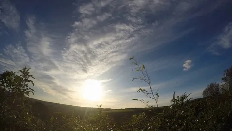 Fast sunset time lapse with Bamboo in the foreground 4K Stock Footage 82794469