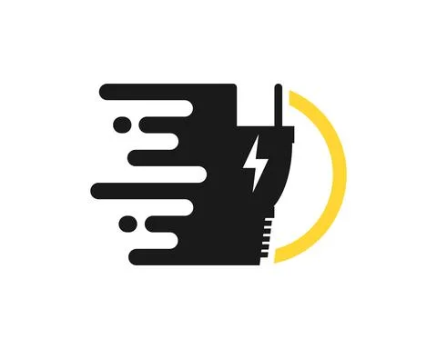 Fast symbol with electrical plug and lightning Stock Illustration