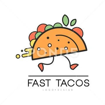 Fast tacos logo design, food service delivery, creative template for corporate Stock Illustration