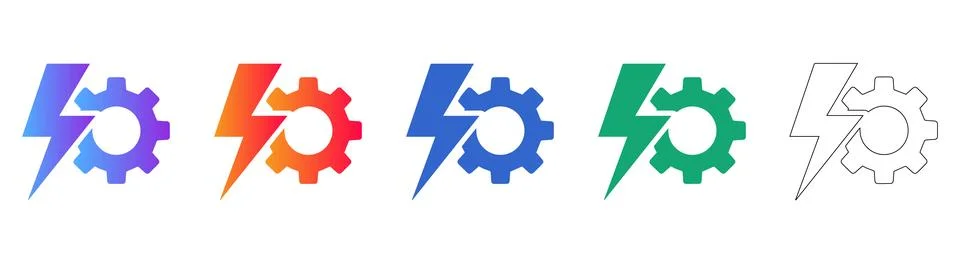 Fast Tech Maintenance Icon Set Stock Illustration