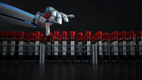 Fast testing for the corona virus with AI. Stock Illustration