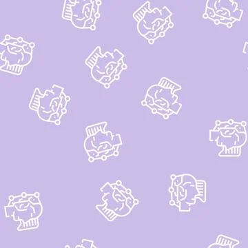 Fast think and answer call center operator line vector seamless pattern Illustrazione stock