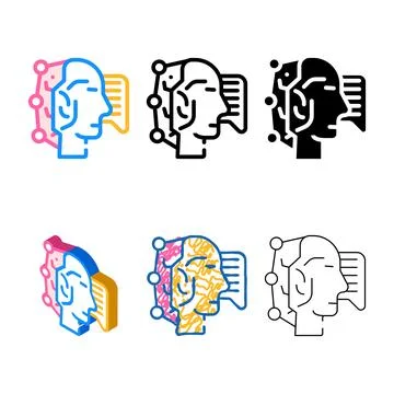 Fast think and answer call center operator color icon variations vector イラスト素材
