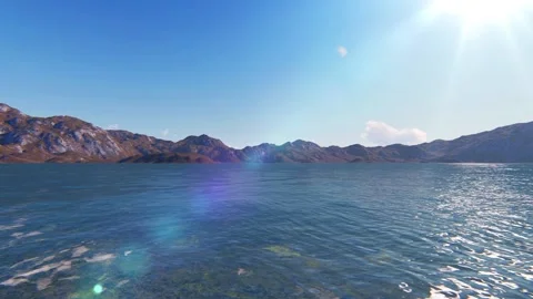 Fast through the mountain lakes and the sea Stock Footage 169833715