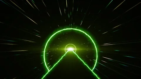 Fast  through neon hyperspace highway vj loop Stock Footage 268205410
