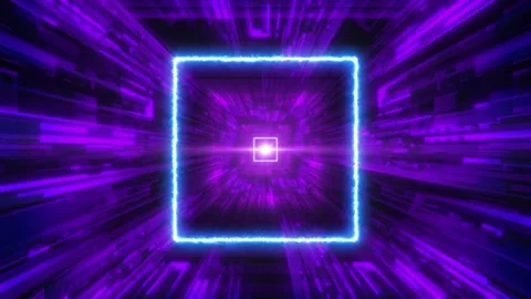 Fast through Purple Light Sci Fi Tunnel Background Stock Footage 220234859