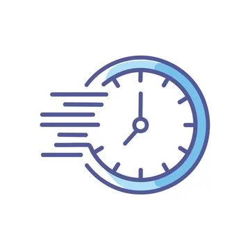 Fast time clock. Clock with fast speed lines, symbolizing efficiency, urgen.. Stock Illustration