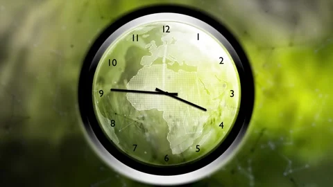 Fast time clock ecology concept looping animation on blurred background Stock Footage 339713392