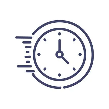 Fast time clock icon. Simple line icon of a clock with a speed line, repres.. Stock Illustration
