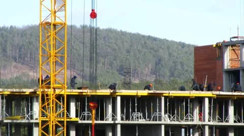 Fast time lapse of tower cranes and construction site Видео 8849170