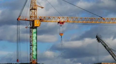 Fast time lapse of tower cranes and construction site Видео 8849195