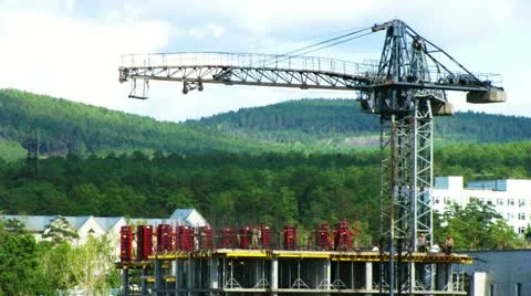 Fast time lapse of tower cranes and construction site Видео 11102773