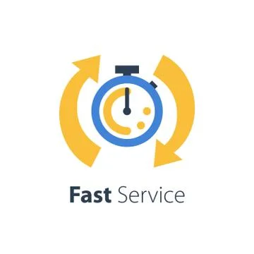 Fast time, stop watch speed, quick delivery, express and urgent services Illustrazione stock