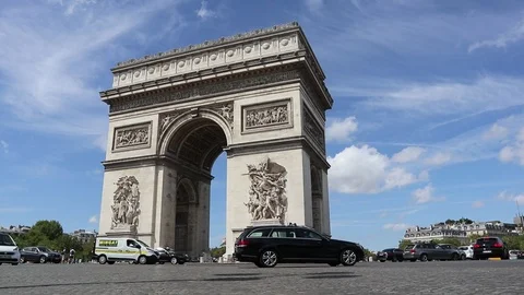 Fast TimeLapse - Arc de Triomphe, Paris France Stock Footage 93593400