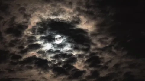 Fast Timelapse of Stormy Night Sky Stock Footage 346204824