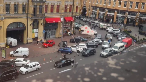 Fast timelapse of traffic flowing in front of the famous arena center, basein Stock Footage 129347291