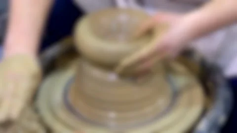 Fast Timelapse Workshop Molding of clay on a potter's wheel close-up. Stock Footage 132192256