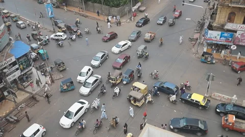 Fast Traffic in Karachi Stock Footage 54100126