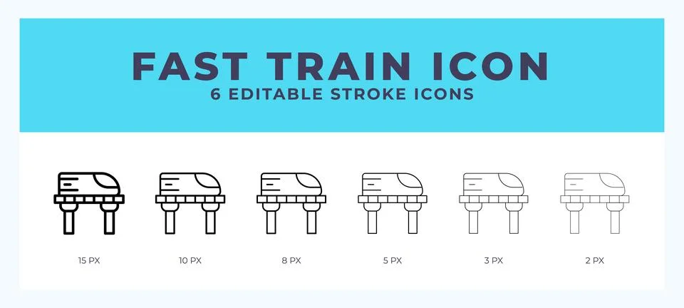 Fast train icon with editable stroke. Outline icon vector illustration. Stock Illustration