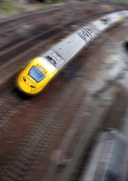 Fast train with motion blur Stock Photos