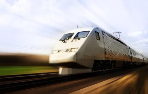 Fast train with motion blur Stock Photos