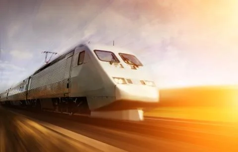 Fast train with motion blur Stock Photos