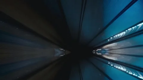 Fast train moving through futuristic tunnel montage Stock Footage 302646052