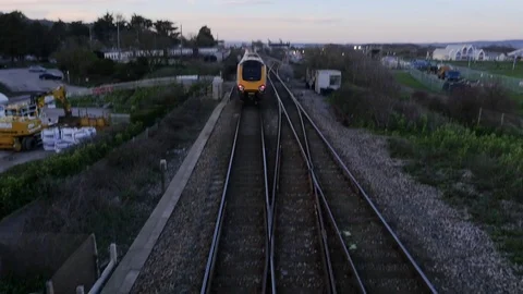 Fast train passing below camera Video stock 73835393