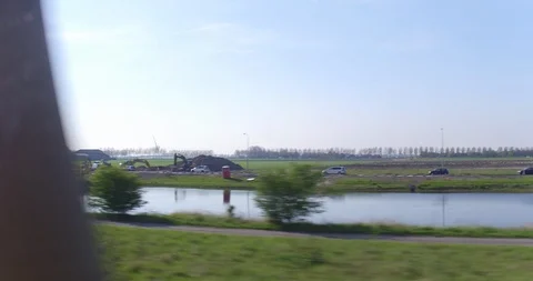 Fast train passing in Holland Stock Footage 91336121