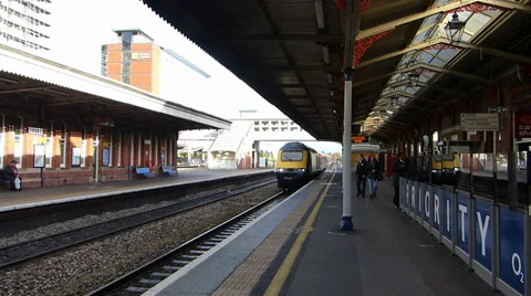 Fast Train Passing Through Station Stock Footage 37685892