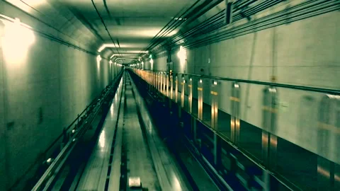 Fast train riding in underground of the city. Stock Footage 122857550