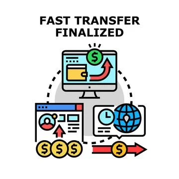 Fast transfer finalized online payment transaction Stock Illustration