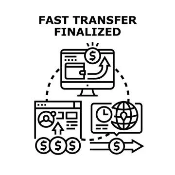 Fast transfer finalized online payment transaction Stock Illustration