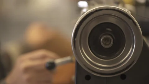 Fast Turning Handwheel Of A Sewing Machine. Stock Footage 266139525