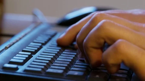 Fast Typing on Keyboard Two Hand Stock Footage 71381488
