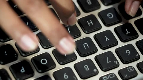Fast Typing on Laptop Keyboard with Both Hands Close Up Stock Footage 329478188