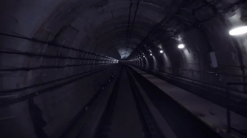 Fast underground train riding in a tunnel in Kuala Lumpur, Malaysia Video stock 82284606