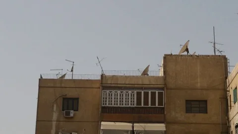 Fast view of high old buildings at cairo, egypt Stock Footage 75056294
