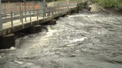 Fast water at dam Stock Footage 162252335
