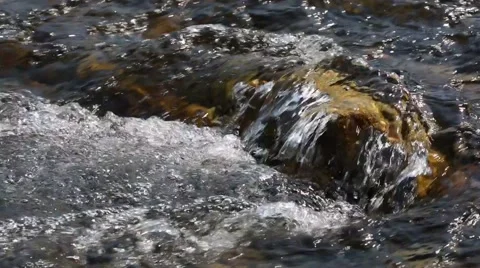 Fast water flow clear mountain river. Stock Footage 49580223