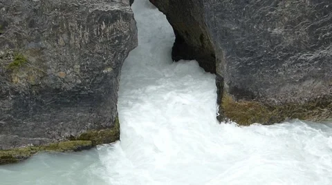 Fast Water Flowing Through Rock Bridge Stock Footage 41417711