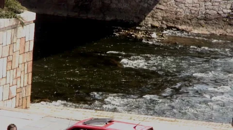 Fast water under the bridge, the river Nisava, Serbia 스톡 동영상 37753324