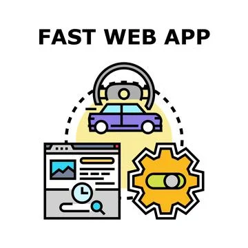 Fast web app development concept providing optimal performance Stock Illustration