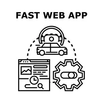 Fast web app development concept providing optimal performance Stock Illustration