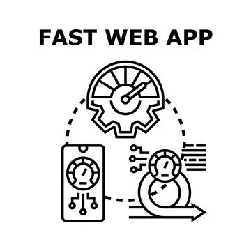 Fast web app development performance optimization icon concept Stock Illustration
