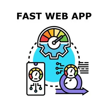 Fast web app development performance optimization icon concept Stock Illustration