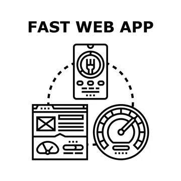 Fast web app performance loading speed development 스톡 일러스트