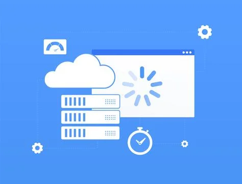 Fast Web Hosting concept. Optimize website with fast content loading. Internet Stock Illustration